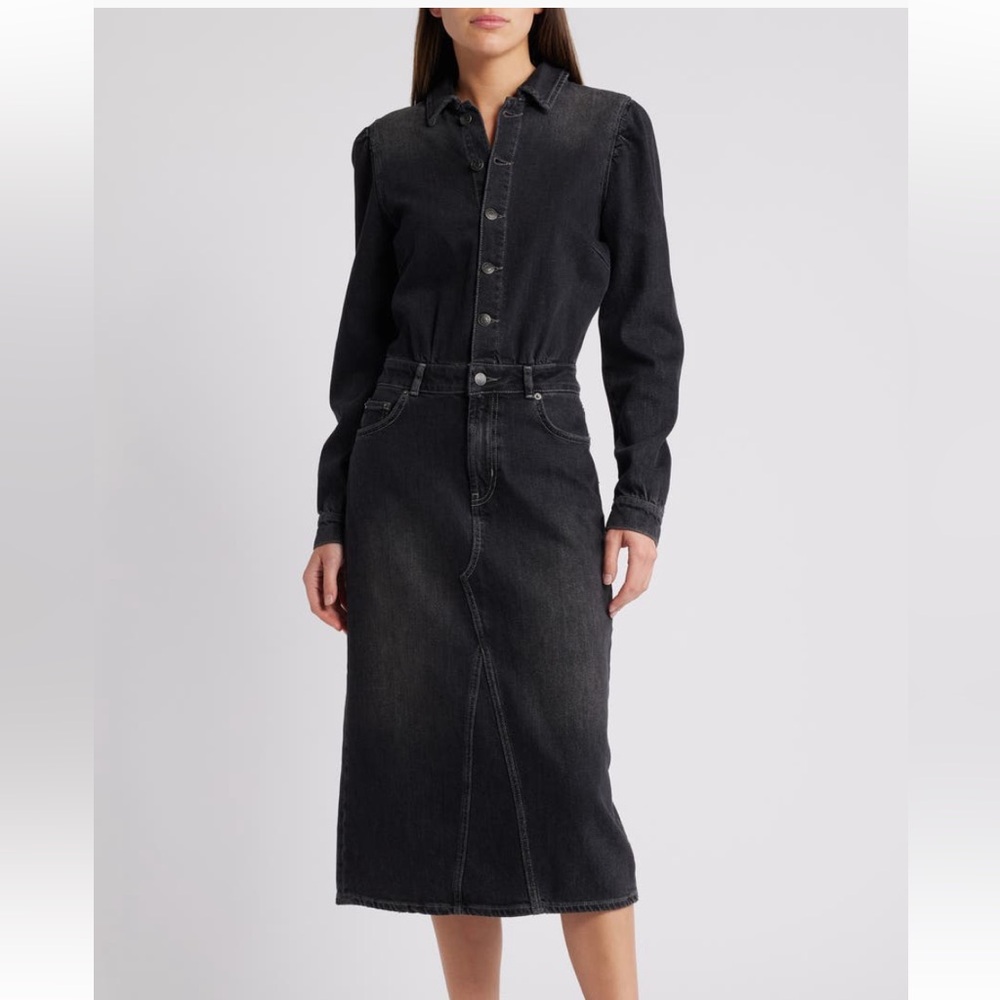 Rails Black Denim Midi Dress